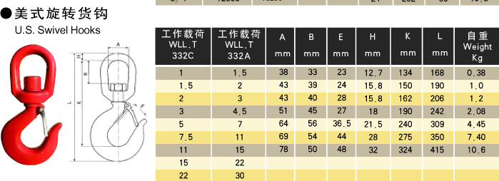 美式旋转吊钩